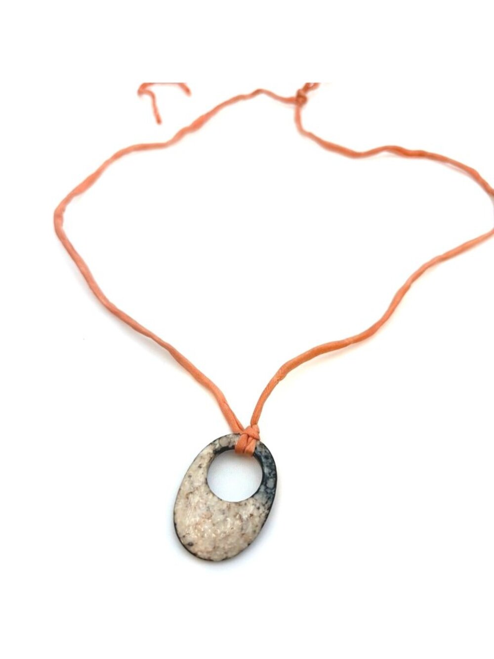 Handmade Stone Pendant Dyed Silk Cord Necklace